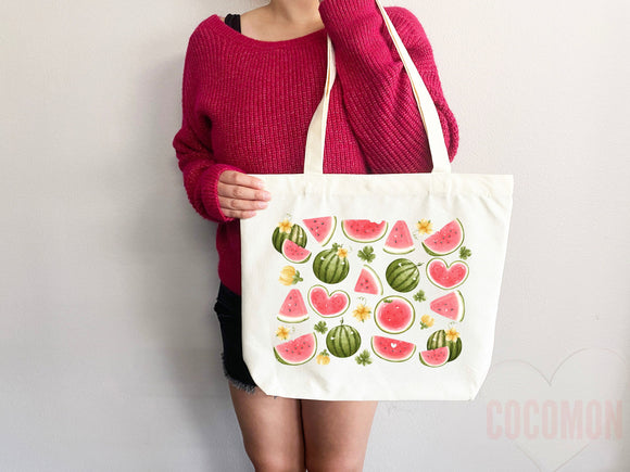 Watermelon Tote Bag Watermelon Lover Gift Spring Tote Shopper Summer Bag Eco Friendly Bag Reusable Grocery Tote Cute Tote Farmers Market Bag