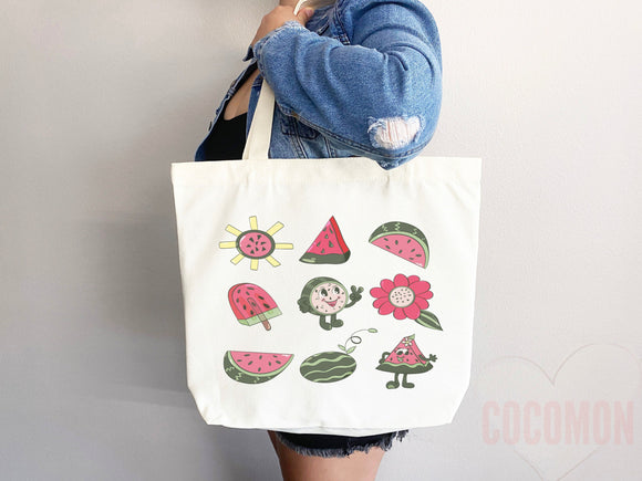 Watermelon Tote Bag Watermelon Lover Gift Spring Tote Shopper Summer Bag Eco Friendly Bag Reusable Grocery Tote Cute Tote Farmers Market Bag