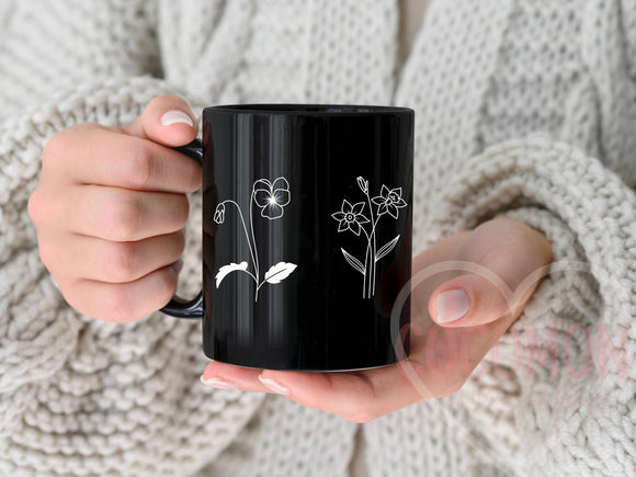 Birth Flower Custom Mug Cup Gift for Her Personalized Mug Coffee Lover Gift For Mom Custom Gift Mug Personal Customable Mug Gift Custom Cup