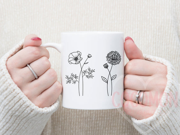 Birth Flower Custom Mug Cup Gift for Her Personalized Mug Coffee Lover Gift For Mom Custom Gift Mug Personal Customable Mug Gift Custom Cup