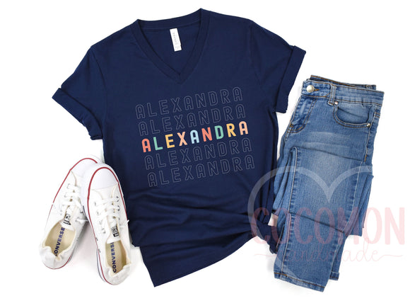 Custom Name V-Neck T-Shirt Personalized Gift VNeck TShirt Custom Gift for Her Women's Tee Shirt for Women Custom V-Neck Shirt Custom Tee