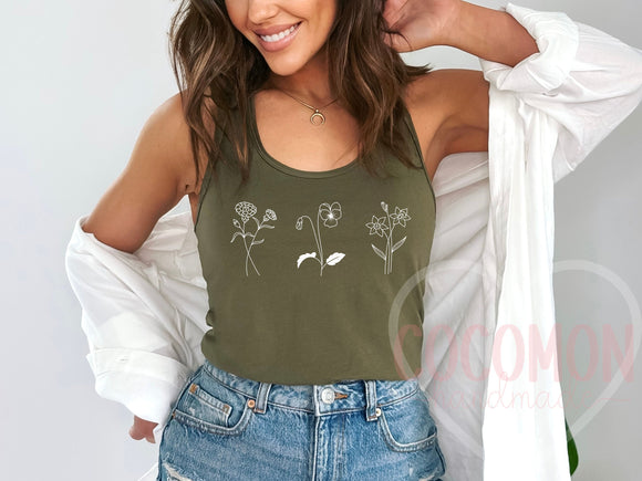 Birth Flower Custom Tank Top for Women Personalized Mom Gift for Her Custom Tanktop Shirt Customed Tank Shirt for Womens Tanktop Custom Tee