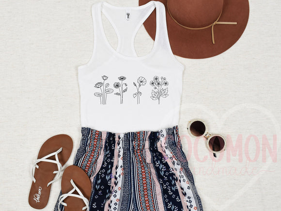 Birth Flower Custom Tank Top for Women Personalized Mom Gift for Her Custom Tanktop Shirt Customed Tank Shirt for Womens Tanktop Custom Tee