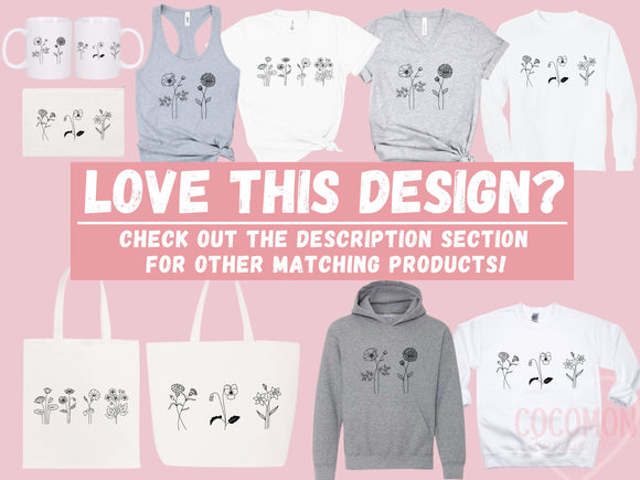 Birth Flower Custom Long Sleeve Shirt Personalized Long Sleeve Shirt for Womens Long-Sleeved Shirt Custom Long Sleeve Tshirt Custom Mom Gift