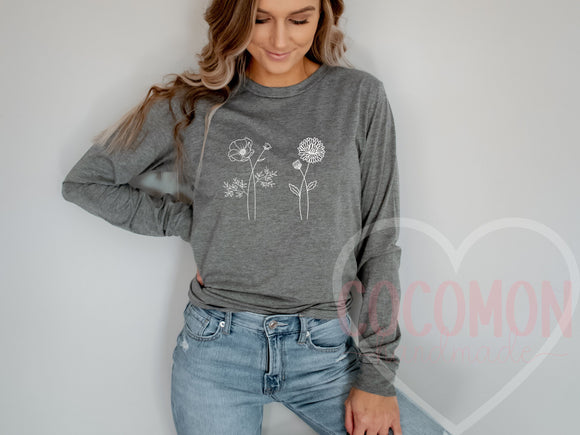 Birth Flower Custom Long Sleeve Shirt Personalized Long Sleeve Shirt for Womens Long-Sleeved Shirt Custom Long Sleeve Tshirt Custom Mom Gift