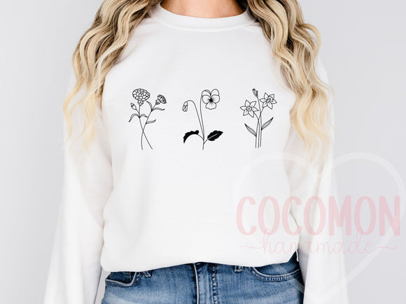 Birth Flower Custom Sweatshirt Gift For Her Custom Sweater Sweatshirt Personalized Gift Sweater Sweat Shirt Crewneck Sweater Customed Sweat