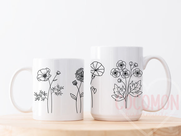 Birth Flower Custom Mug Cup Gift for Her Personalized Mug Coffee Lover Gift For Mom Custom Gift Mug Personal Customable Mug Gift Custom Cup