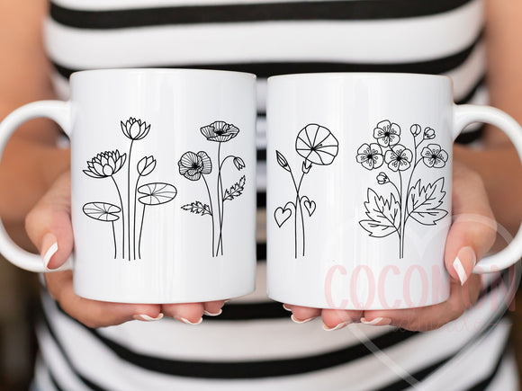Birth Flower Custom Mug Cup Gift for Her Personalized Mug Coffee Lover Gift For Mom Custom Gift Mug Personal Customable Mug Gift Custom Cup