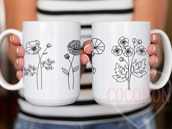 Birth Flower Custom Mug Cup Gift for Her Personalized Mug Coffee Lover Gift For Mom Custom Gift Mug Personal Customable Mug Gift Custom Cup