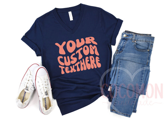 Custom V-Neck T-Shirt Personalized Gift VNeck TShirt Custom Gift for Her Women's Tee Shirt for Women Custom V-Neck Shirt Personal Custom Tee