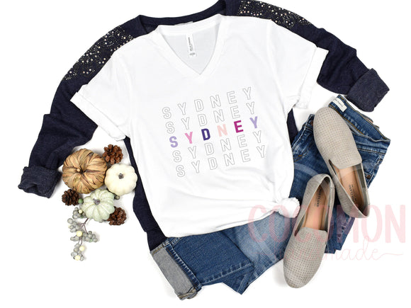 Custom Name V-Neck T-Shirt Personalized Gift VNeck TShirt Custom Gift for Her Women's Tee Shirt for Women Custom V-Neck Shirt Custom Tee