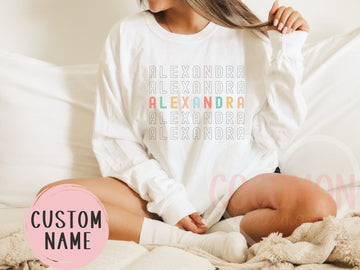 Custom Name Long Sleeve Shirt Personalized Long Sleeve Shirt for Womens Long-Sleeved Shirt Custom Mom Gift For Her Long Sleeve Tshirt Custom