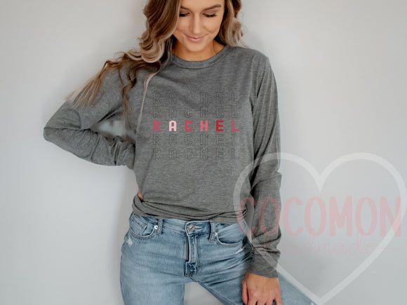 Custom Name Long Sleeve Shirt Personalized Long Sleeve Shirt for Womens Long-Sleeved Shirt Custom Mom Gift For Her Long Sleeve Tshirt Custom