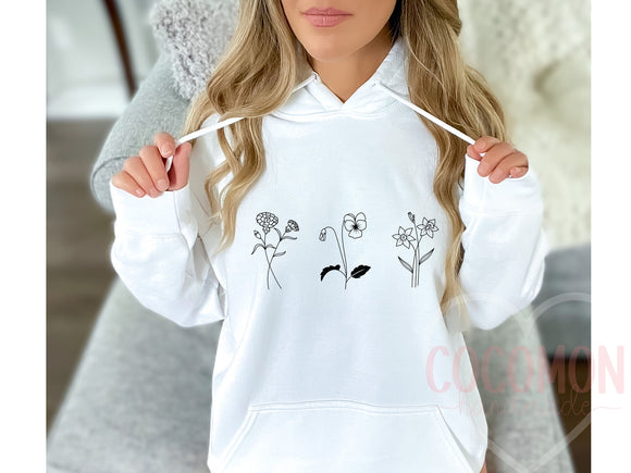 Birth Flower Custom Hoodie Sweatshirt For Her Gift Personalized Hoody Sweatshirt Gift Custom Hoodie For Mom Gift Hoodie Sweater Custom Gift