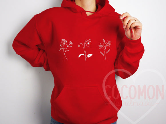 Birth Flower Custom Hoodie Sweatshirt For Her Gift Personalized Hoody Sweatshirt Gift Custom Hoodie For Mom Gift Hoodie Sweater Custom Gift