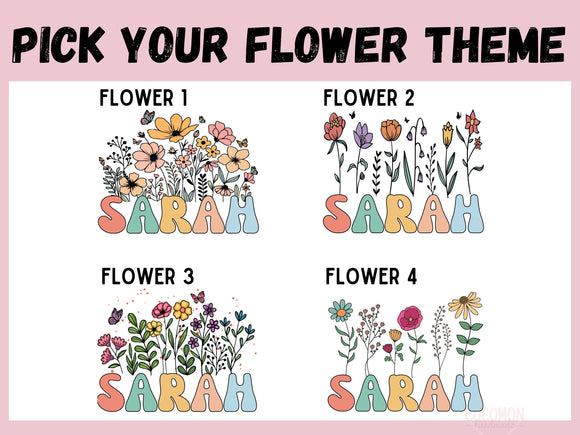 Customized Name Tote Bag Floral Tote Bag Personalized Name Bag Custom Name Tote Bag Custom Gift Bridesmaids Bag Gift Tote Shopper Women Bag