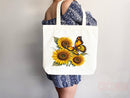 Sunflower Tote Bag, flower tote bag, tote bag canvas, eco friendly bag,aesthetic tote,butterfly bag, floral tote bag,plant lover, flower bag