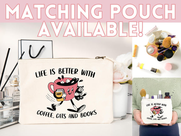 Cat Mom Tote Coffee Lover Tote Bag Book Lover Gift For Cat Mom Animal Lover Tote Shopper Cat Lover Bag New Cat Mom Gift for Her Women's Tote