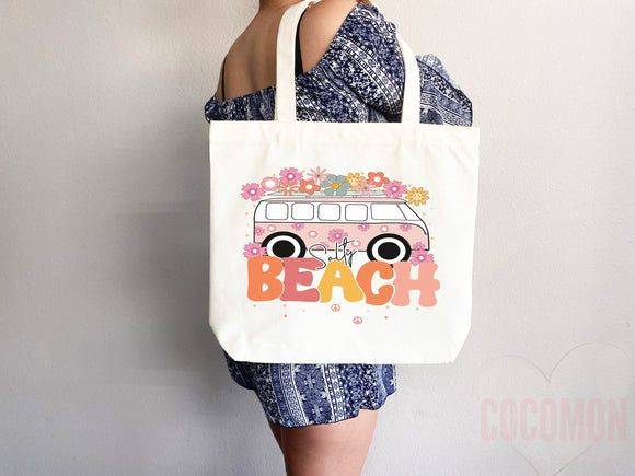 Beach Tote Bag Beach Bag Gift Bridesmaid Beach Summer Spring Tote Shopper Bag Eco Friendly Bag Reusable Grocery Tote Cute Tote School Bag