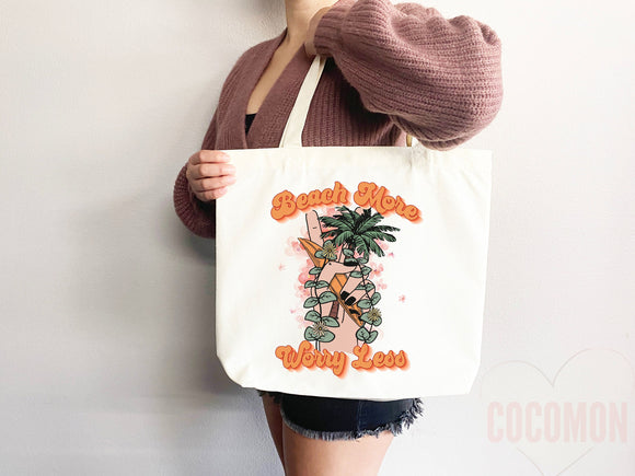 Beach Tote Bag Beach Bag Gift Bridesmaid Beach Summer Spring Tote Shopper Bag Eco Friendly Bag Reusable Grocery Tote Cute Tote School Bag