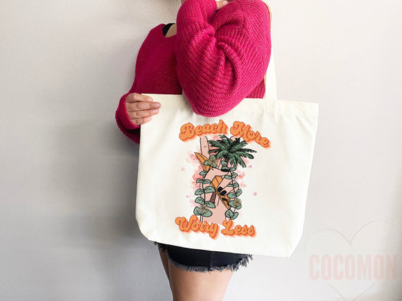 Beach Tote Bag Beach Bag Gift Bridesmaid Beach Summer Spring Tote Shopper Bag Eco Friendly Bag Reusable Grocery Tote Cute Tote School Bag