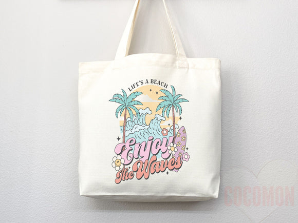 Beach Tote Bag Beach Bag Gift Bridesmaid Beach Summer Spring Tote Shopper Bag Eco Friendly Bag Reusable Grocery Tote Cute Tote School Bag