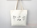 Personalized Birth Month Flower Tote Bag Gift Custom Floral Bag Custom Tote Shopper Aesthetic Bag Flower Gift for Her Custom Gift for Mom