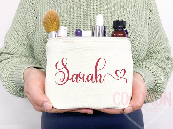 Personalized Cosmetic Pouch Custom Makeup Bag Gift Custom Make Up Pouch Women Teen Birthday Gift Monogram Cosmetic Bag Bridesmaid Gift Idea