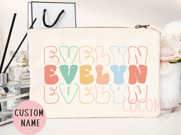 Personalized Cosmetic Pouch Custom Makeup Bag Gift Custom Make Up Pouch Women Teen Birthday Gift Monogram Cosmetic Bag Bridesmaid Gift Idea