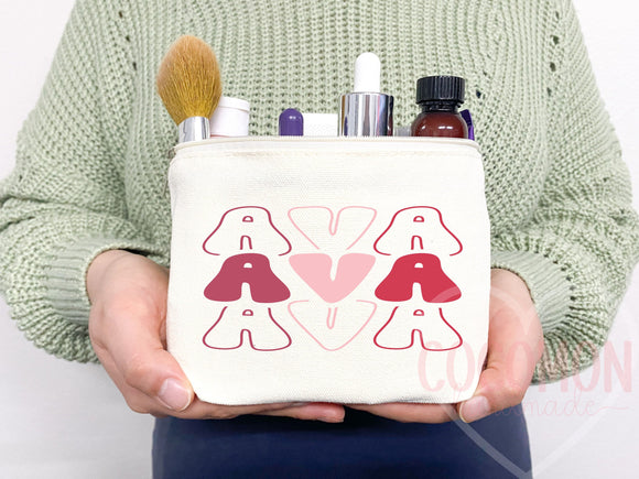 Personalized Cosmetic Pouch Custom Makeup Bag Gift Custom Make Up Pouch Women Teen Birthday Gift Monogram Cosmetic Bag Bridesmaid Gift Idea