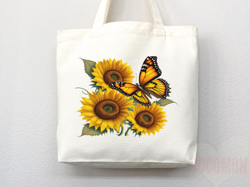 Sunflower Tote Bag, flower tote bag, tote bag canvas, eco friendly bag,aesthetic tote,butterfly bag, floral tote bag,plant lover, flower bag