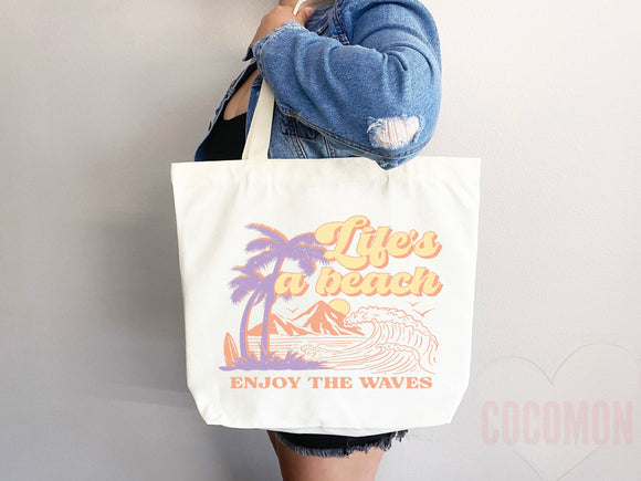Beach Tote Bag Beach Bag Gift Bridesmaid Beach Summer Spring Tote Shopper Bag Eco Friendly Bag Reusable Grocery Tote Cute Tote School Bag