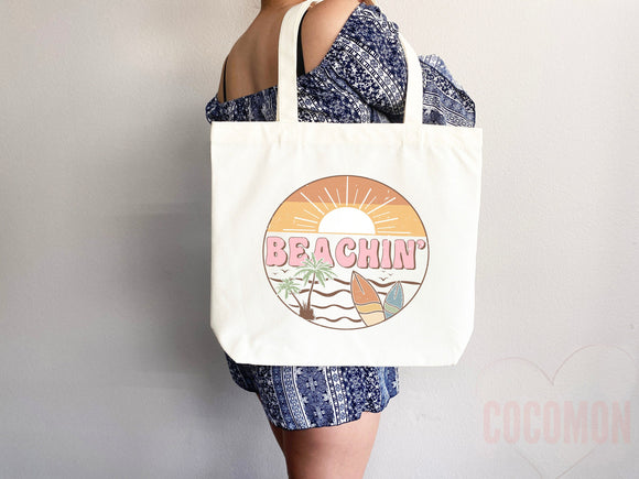 Beach Tote Bag Beach Bag Gift Bridesmaid Beach Summer Spring Tote Shopper Bag Eco Friendly Bag Reusable Grocery Tote Cute Tote School Bag