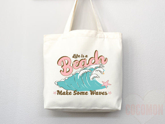 Beach Tote Bag Beach Bag Gift Bridesmaid Beach Summer Spring Tote Shopper Bag Eco Friendly Bag Reusable Grocery Tote Cute Tote School Bag