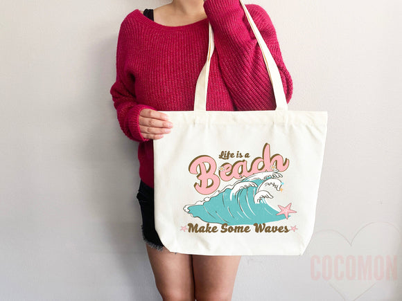 Beach Tote Bag Beach Bag Gift Bridesmaid Beach Summer Spring Tote Shopper Bag Eco Friendly Bag Reusable Grocery Tote Cute Tote School Bag