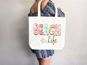 Beach Tote Bag Beach Bag Gift Bridesmaid Beach Summer Spring Tote Shopper Bag Eco Friendly Bag Reusable Grocery Tote Cute Tote School Bag