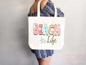 Beach Tote Bag Beach Bag Gift Bridesmaid Beach Summer Spring Tote Shopper Bag Eco Friendly Bag Reusable Grocery Tote Cute Tote School Bag