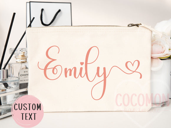 Personalized Cosmetic Pouch Custom Makeup Bag Gift Custom Make Up Pouch Women Teen Birthday Gift Monogram Cosmetic Bag Bridesmaid Gift Idea