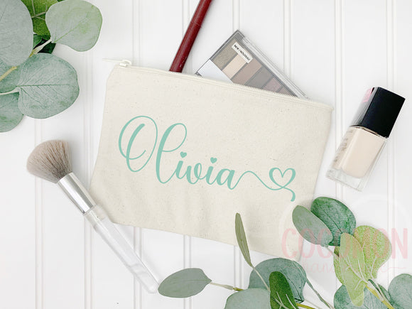 Personalized Cosmetic Pouch Custom Makeup Bag Gift Custom Make Up Pouch Women Teen Birthday Gift Monogram Cosmetic Bag Bridesmaid Gift Idea