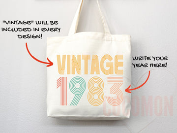 Customized Birth Year Tote Bag Floral Bag Personalized Birthday Gift Bag Custom Name Tote Bag Gift Tote Shopper Women Bag 40th Birthday