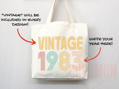 Customized Birth Year Tote Bag Floral Bag Personalized Birthday Gift Bag Custom Name Tote Bag Gift Tote Shopper Women Bag 40th Birthday