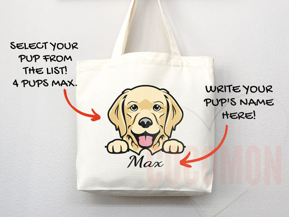 Personalized Dog Mom Tote Bag Custom Dog Lover Gift Tote Bag Reusable Bag Puppy Owner Gift Personalized Dog Lover Gift Animal Lover Gift Bag