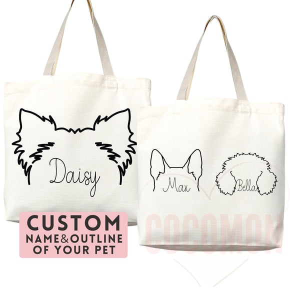 Personalized Dog Mom Tote Bag Custom Dog Lover Gift Tote Bag Reusable Bag Puppy Owner Gift Personalized Dog Lover Gift Animal Lover Gift Bag