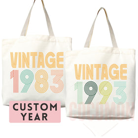 Birth Year Tote Bag — Personalized Gift (018)