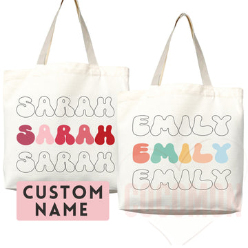 Personalized Name Bag Custom Name Tote Bag Custom Tote Shopper Women Bag Customized Name Gift For Her Personalized Gift For Her Reusable Bag