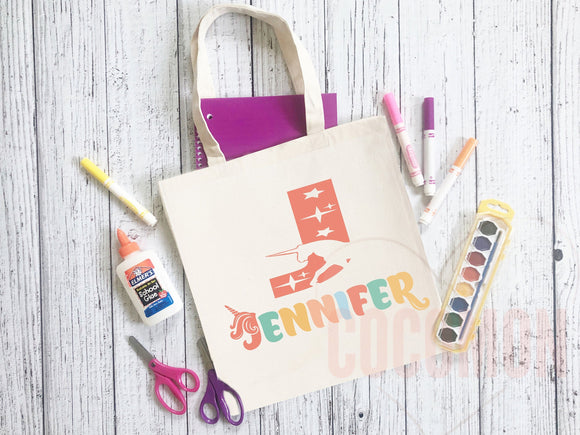 Personalized Name Tote Bag Unicorn Gift Custom Name Tote Bag Custom Tote Shopper Customized Name Gift For Her Kids Bag School Bag For Kids