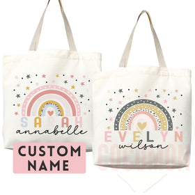 Rainbow Name Tote Bag — Personalized Kids Gift (030)