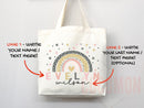 Personalized Name Tote Bag Rainbow School Tote Gift Custom Name Tote Bag Library Teacher Bag Customized Name Gift For Her Kids School Bag