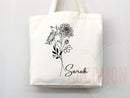 Personalized Birth Month Flower Custom Name Tote Bag Gift Custom Floral Bag Tote Shopper Aesthetic Bag Flower Gift for Her Bridal Bridesmaid