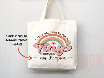 Teacher Appreciation Gift Tote Bag Canvas Custom Teacher Gift Personalized School Bag Gifted Teacher Tote Reusable Bag School Campus Bag